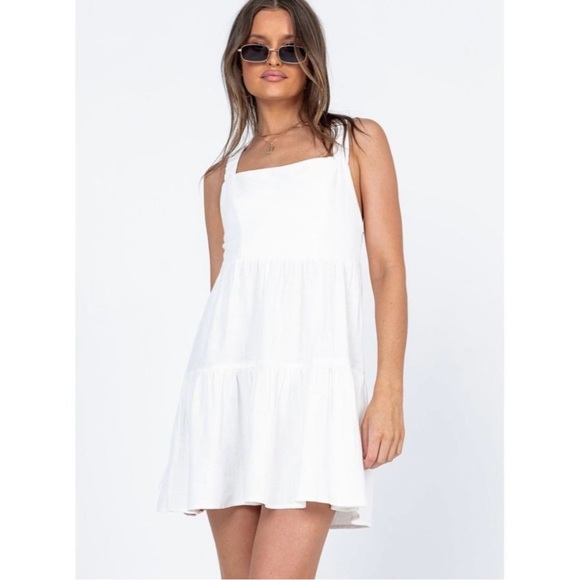 Princess Polly Dresses & Skirts - Princess Polly White Linen Keesha Mini Dress, 6